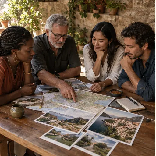People sharing local knowledge around a map