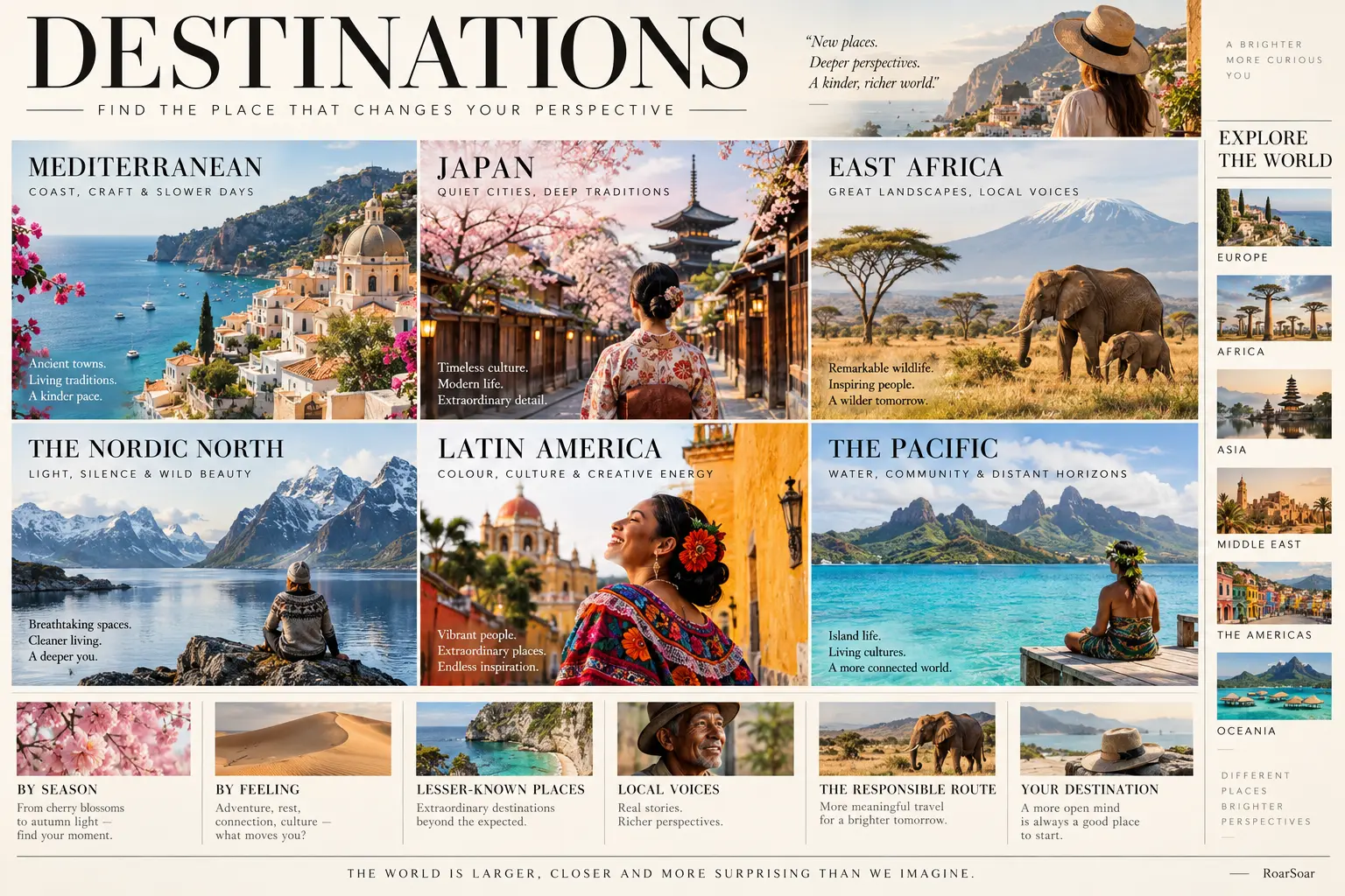 Destinations editorial world travel board