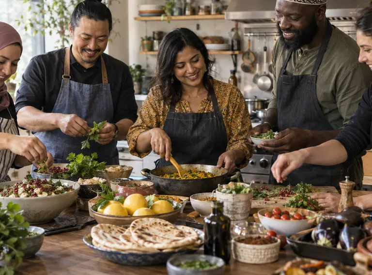Cooks exchanging food traditions across cultures