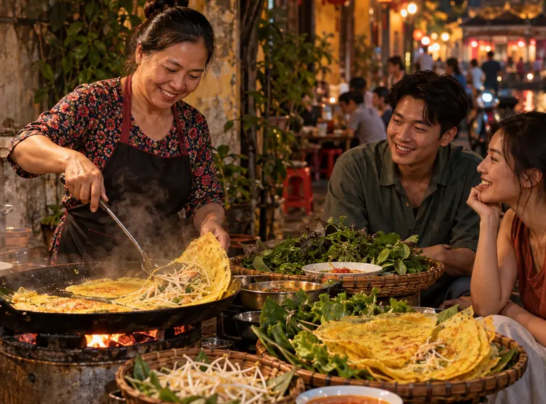 A street-food maker preparing a regional dish