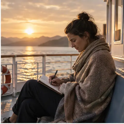 Traveller recording the story of a journey