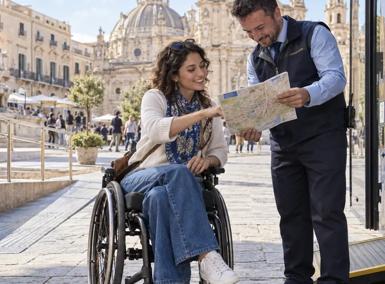 Accessible traveller enjoying a welcoming journey
