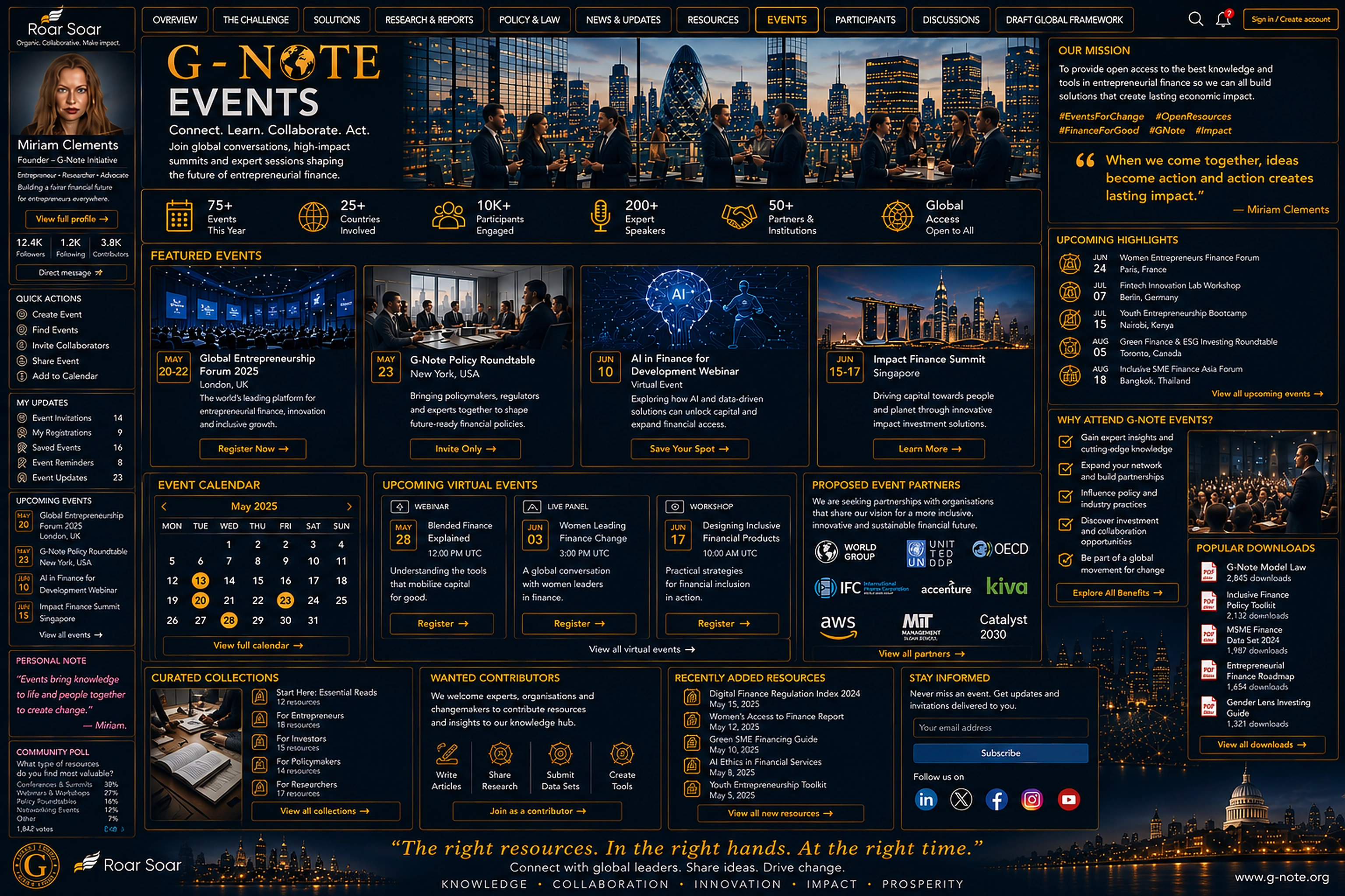 G-Note Events dashboard