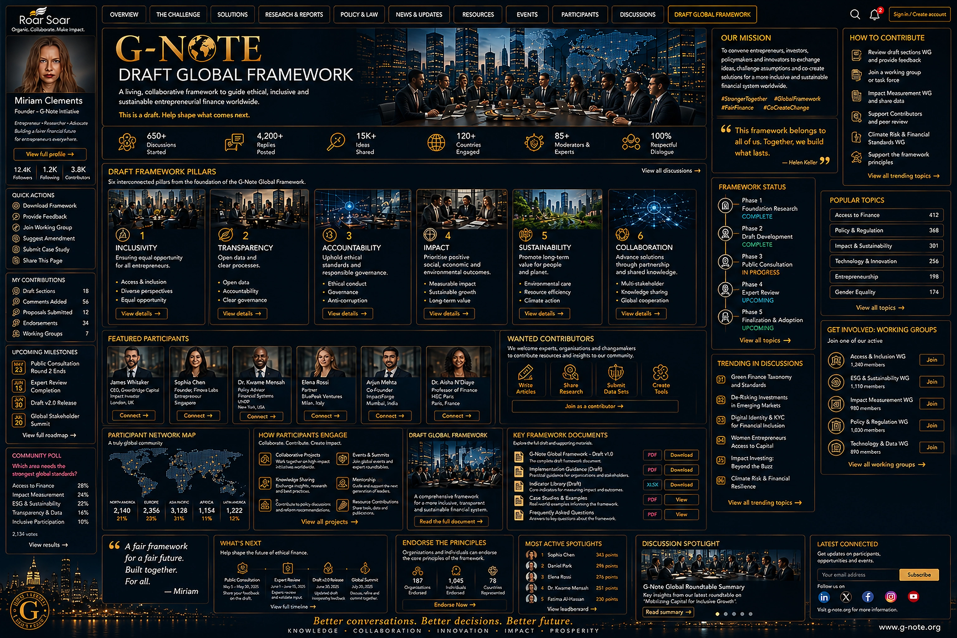 G-Note Draft Global Framework dashboard