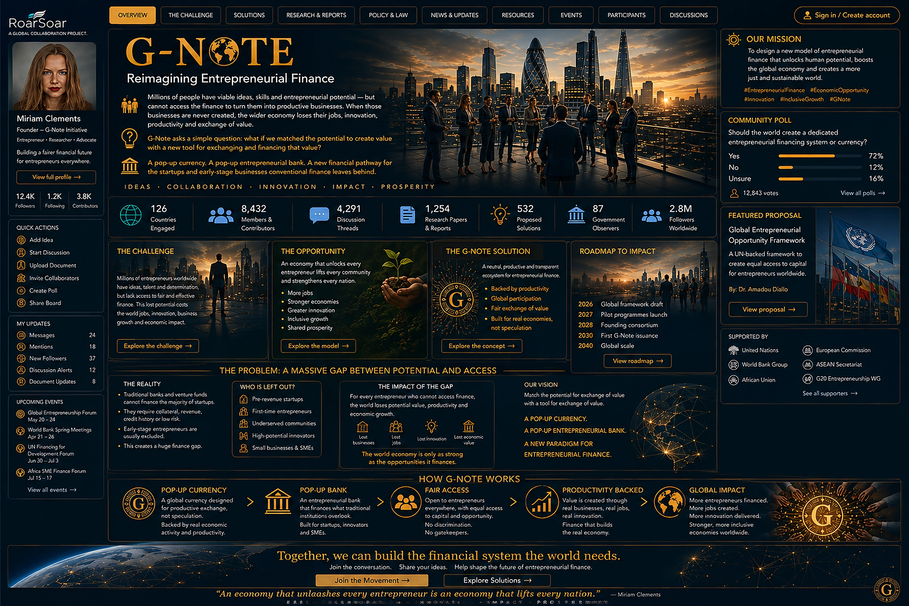 G-Note summary: reimagining entrepreneurial finance by matching entrepreneurial potential with new tools for exchange and finance.