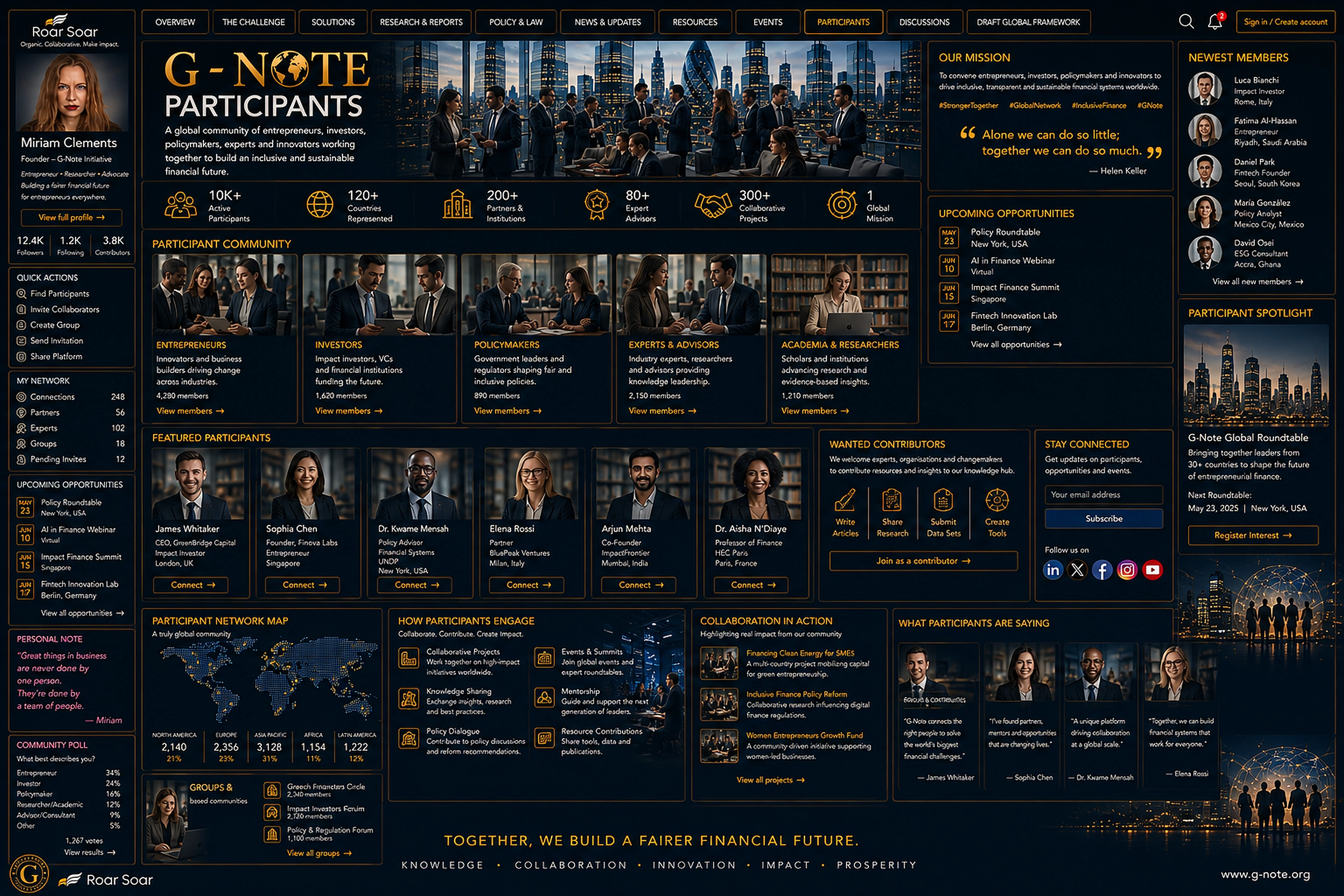 G-Note Participants dashboard