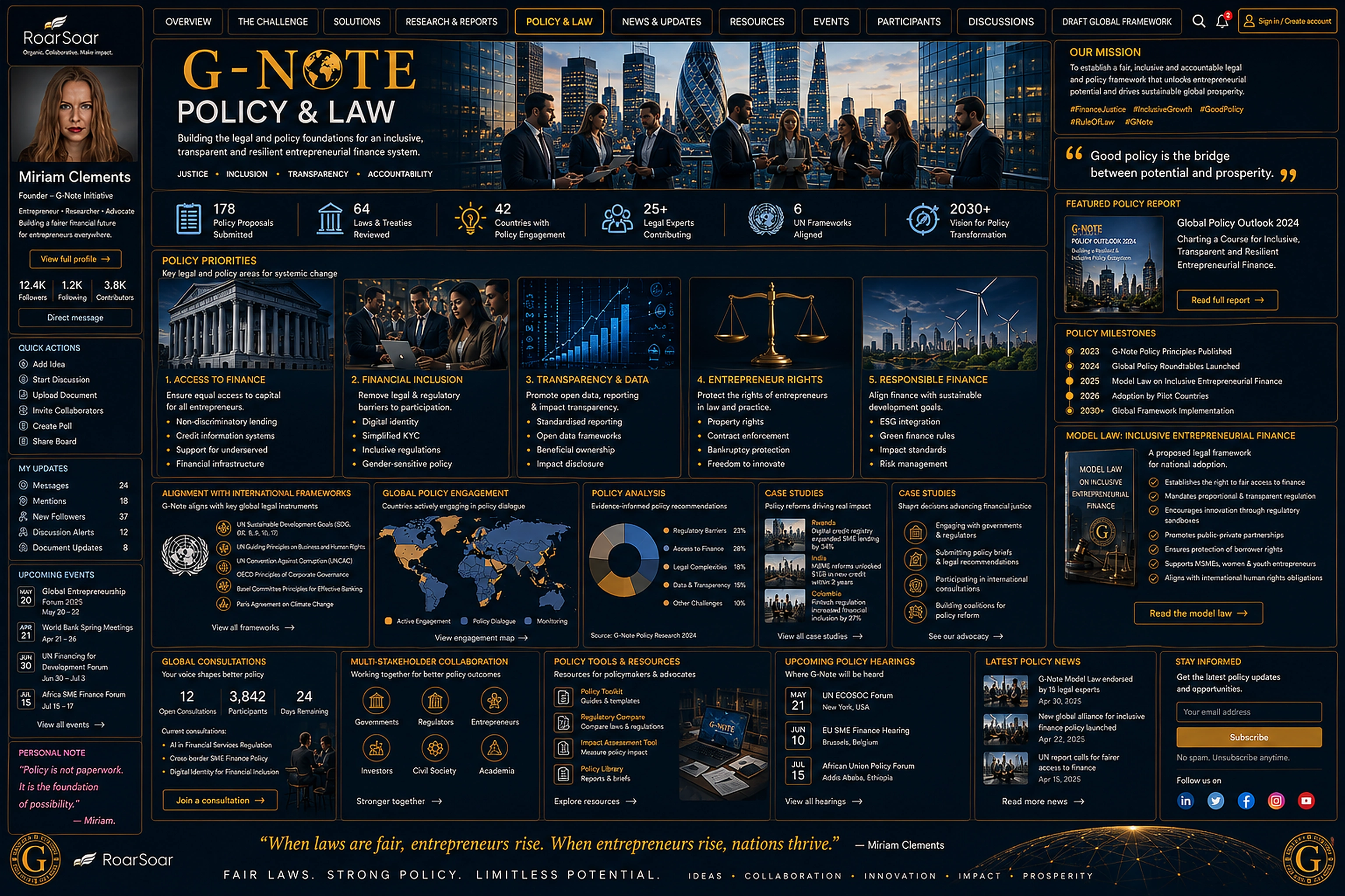 G-Note Policy and Law dashboard