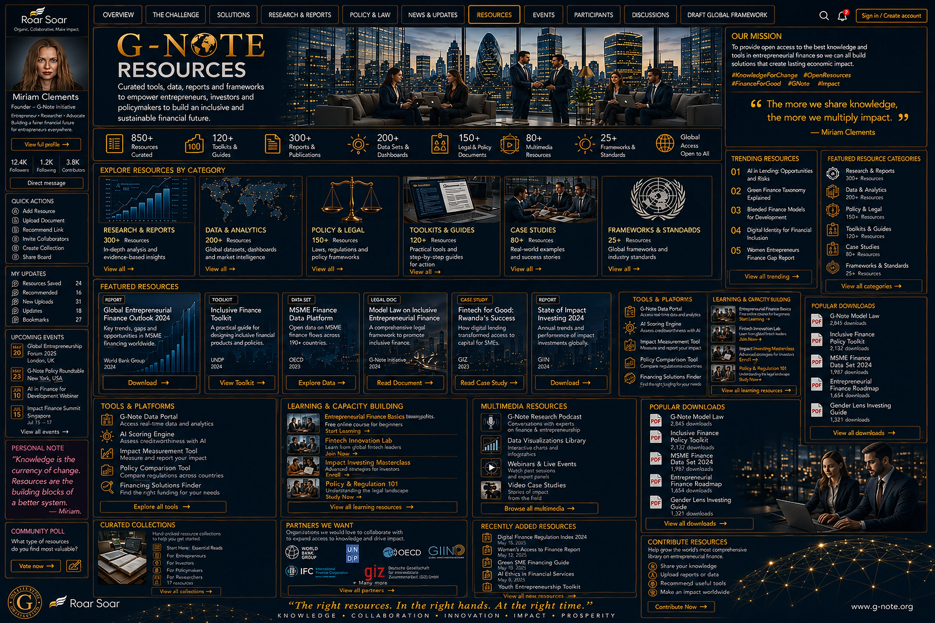 G-Note Resources dashboard