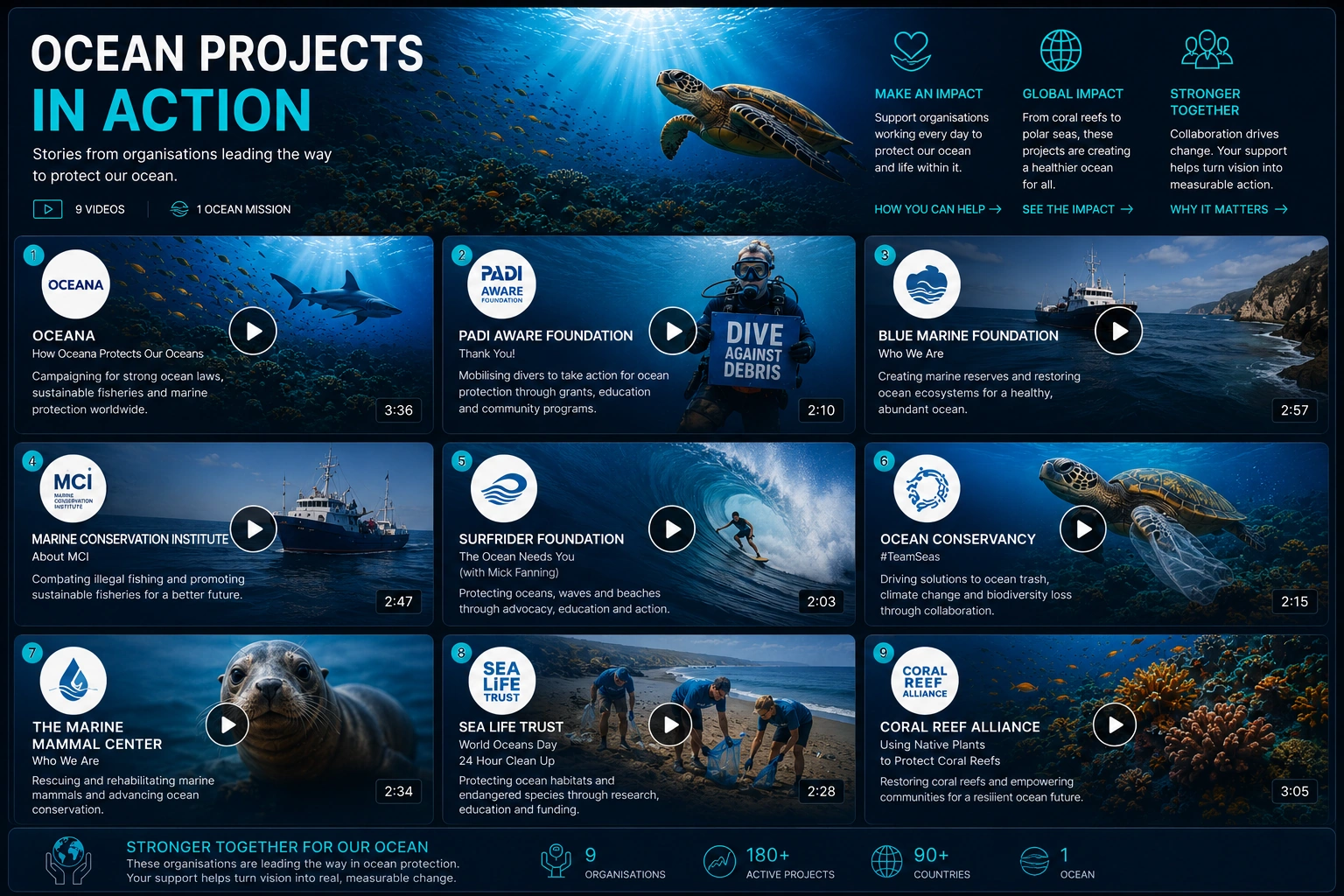 Ocean Projects in Action video board