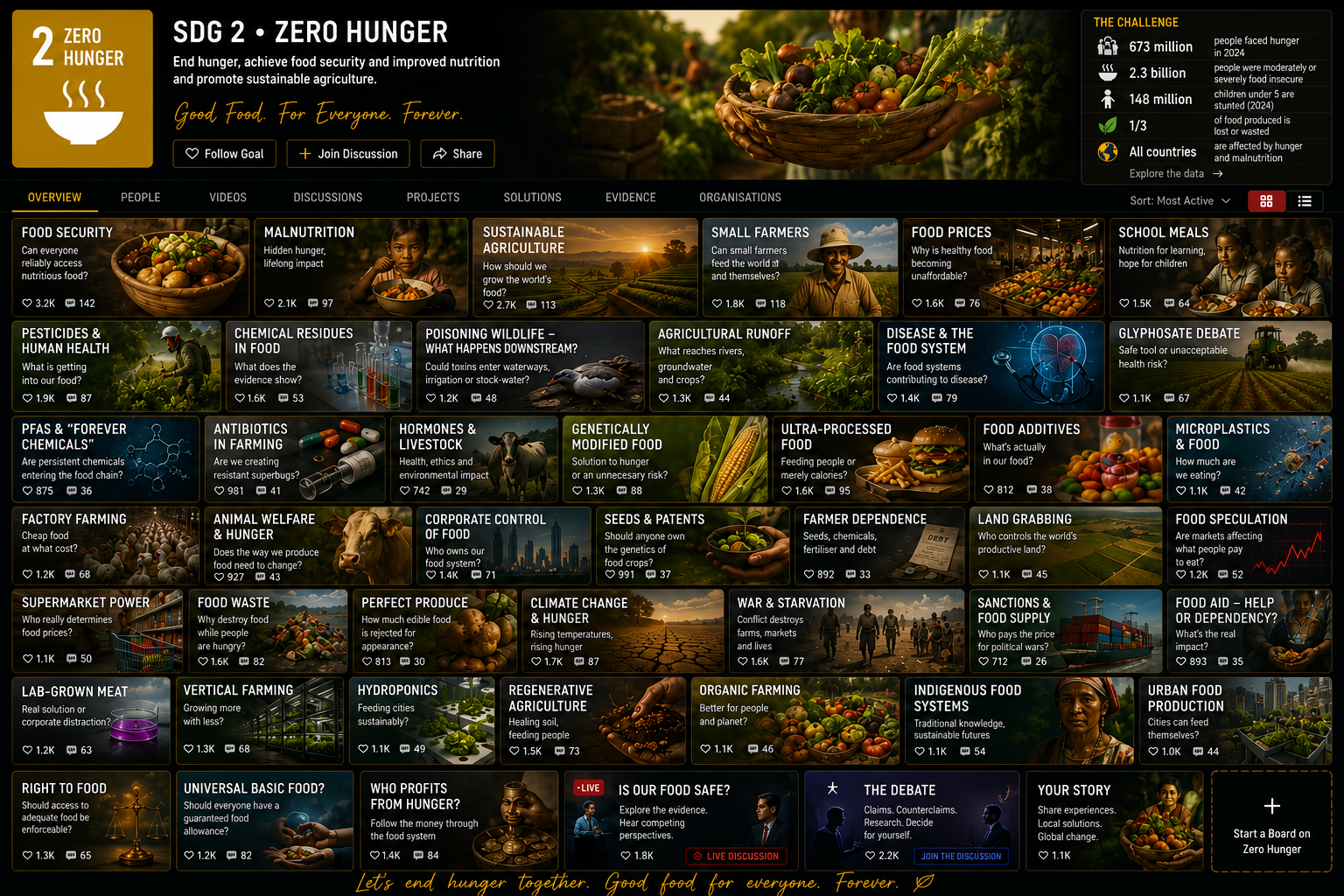 RoarSoar Zero Hunger comprehensive issues board