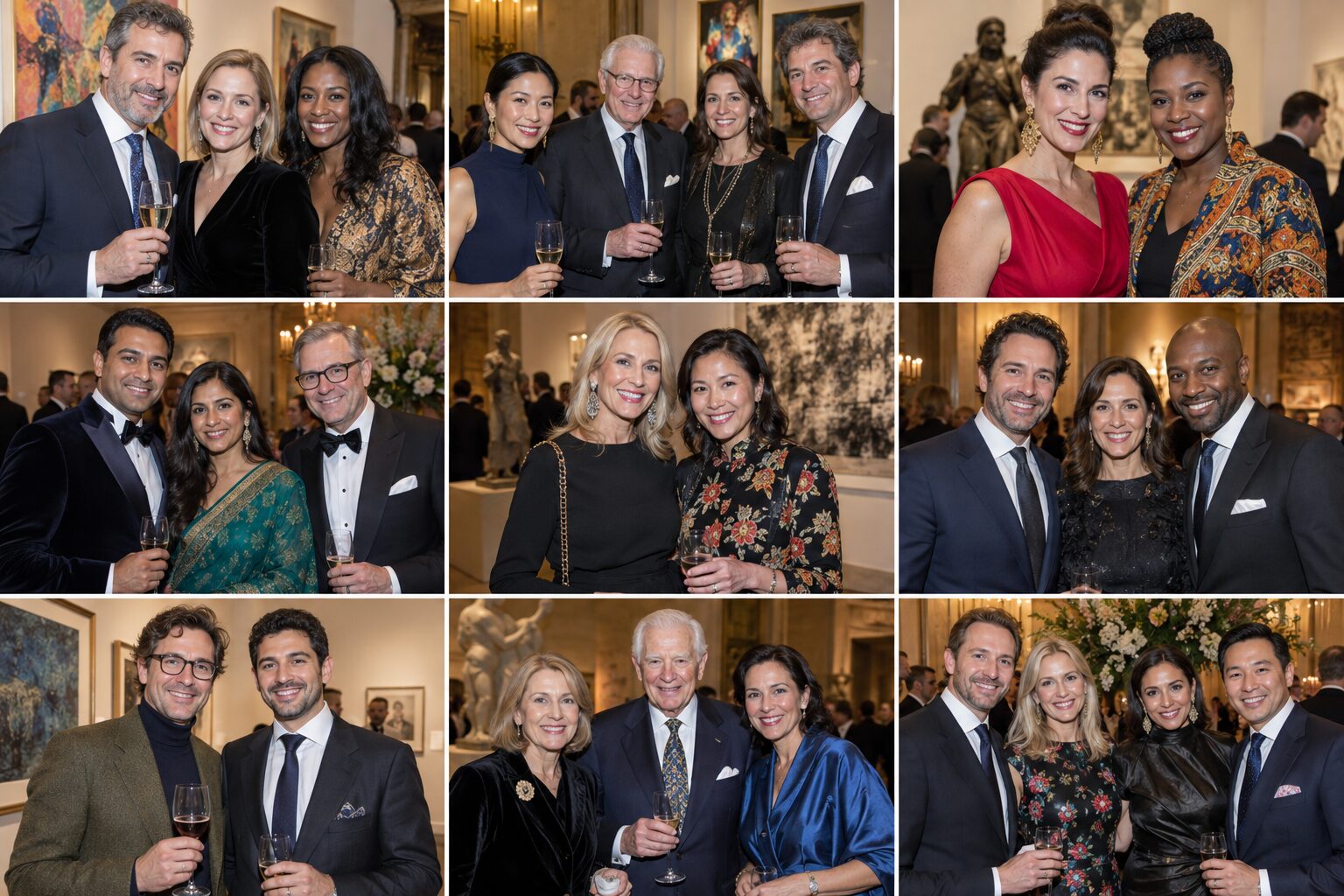 Guests posing together at an evening reception