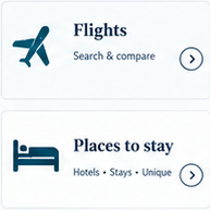 Flights and places to stay